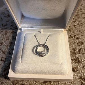 Mikimoto Japan silver and pearl circle pendant necklace
